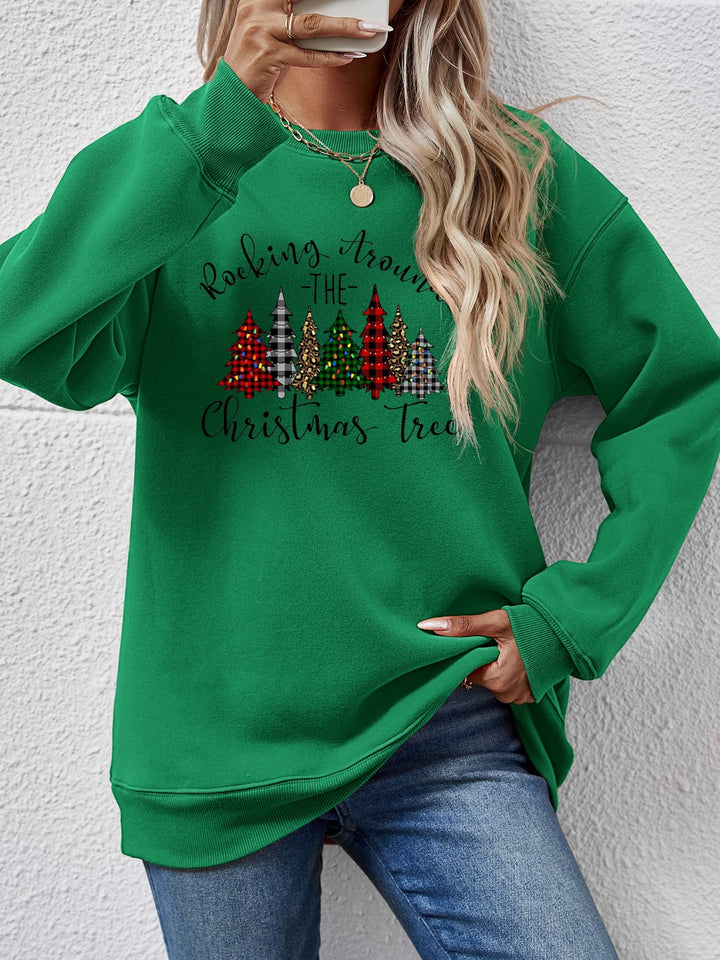 Christmas Tree Graphic Round Neck Sweatshirt | Trendsi