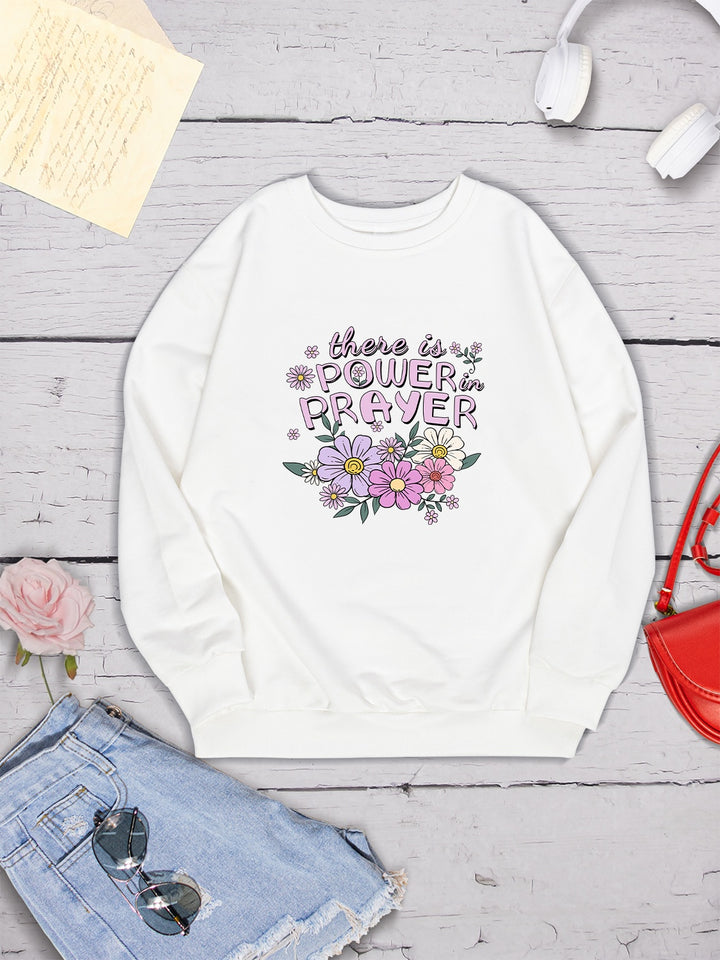 THERE IS POWER PRAYER Round Neck Sweatshirt | Trendsi