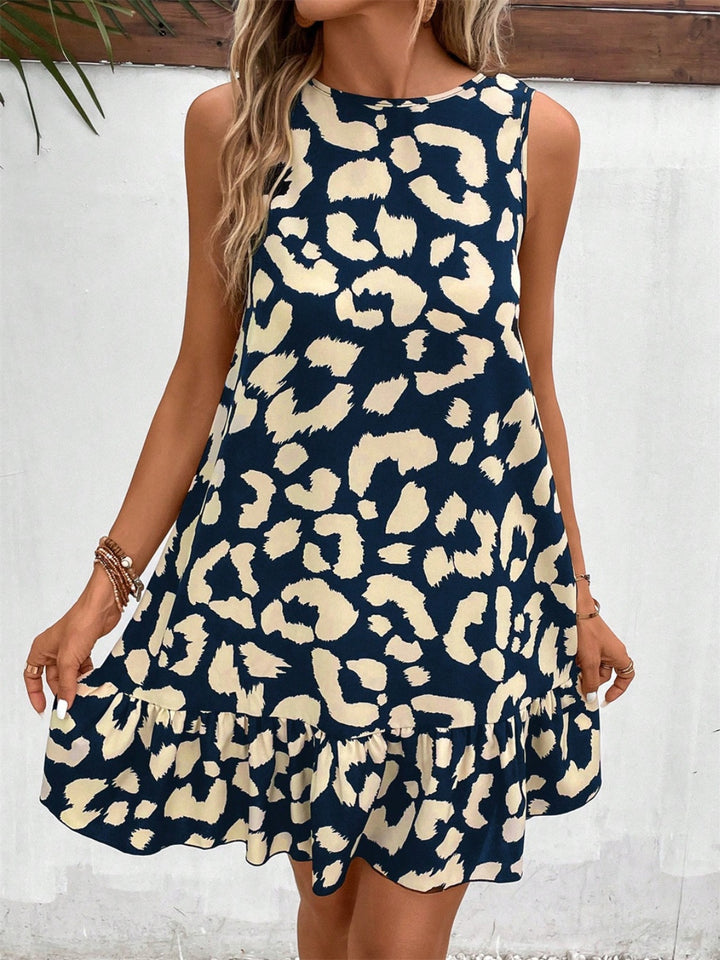 Tied Leopard Round Neck Tank Dress | Trendsi