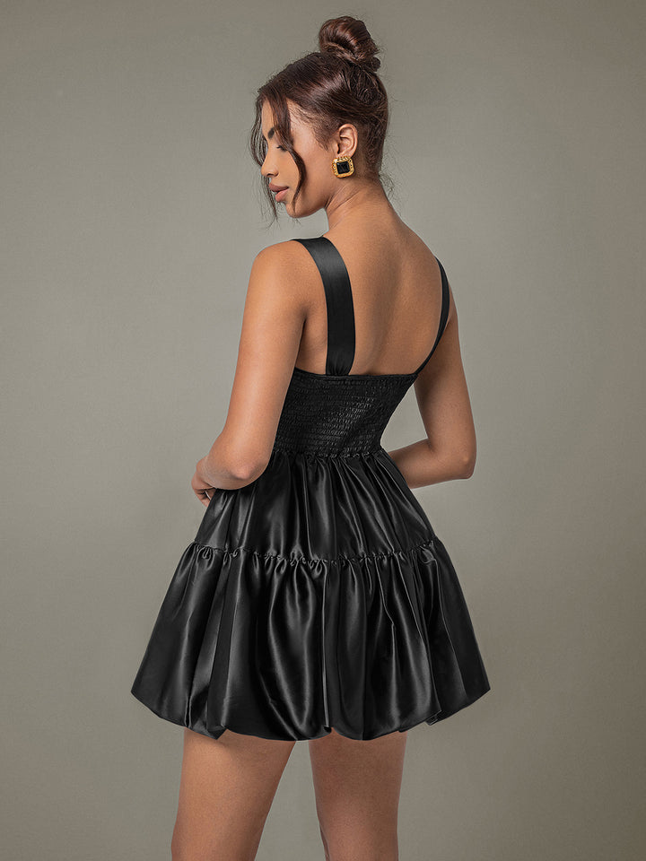 Ruched Square Neck Wide Strap Mini Dress | Trendsi