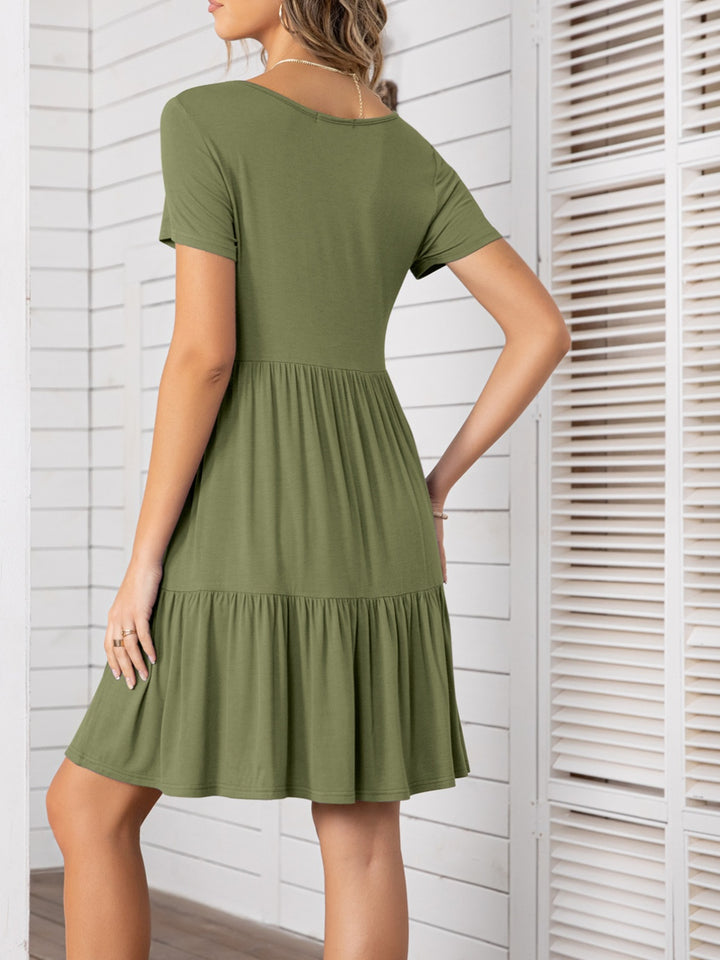 Round Neck Short Sleeve Mini Tee Dress | Trendsi