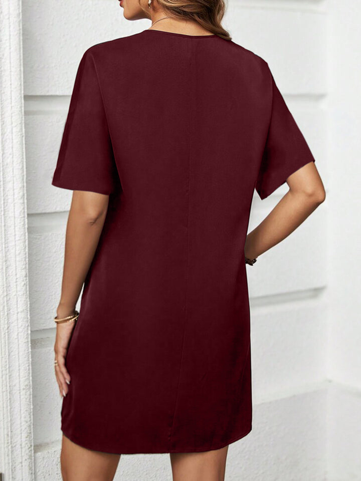 V-Neck Short Sleeve Mini Dress | Trendsi