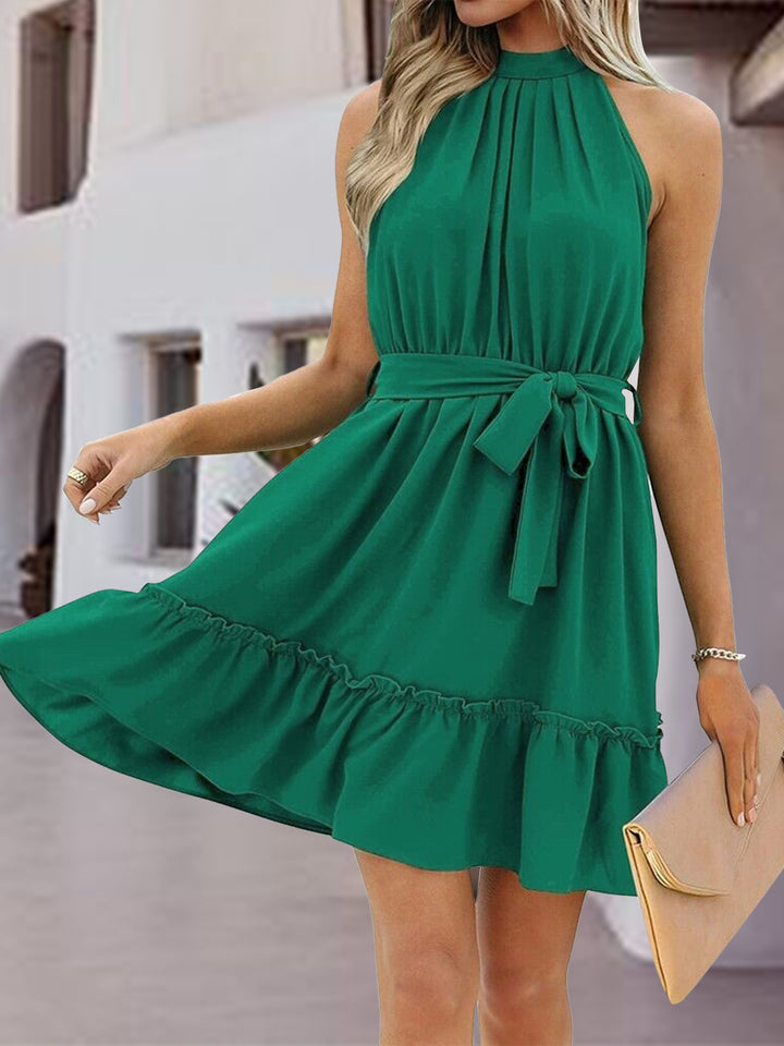 Frill Tied Mock Neck Sleeveless Dress | Trendsi