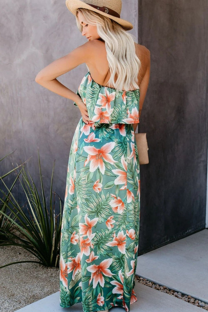 Slit Tropical Sleeveless Tube Dress | Trendsi