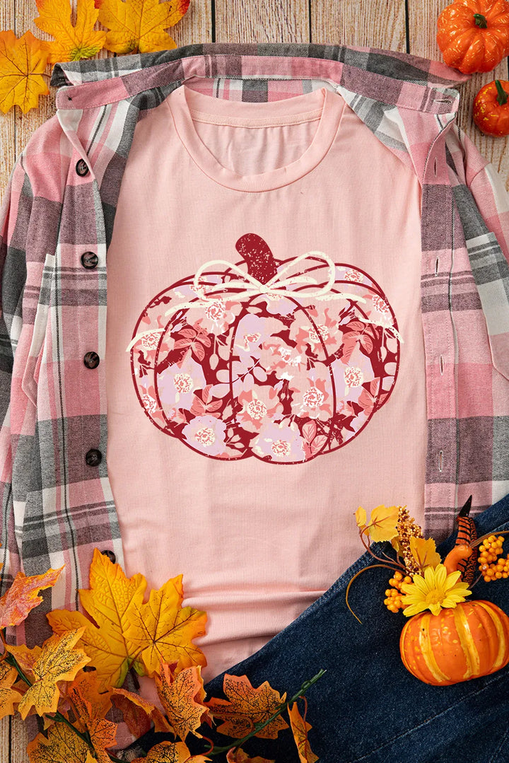 Pumpkin Graphic Round Neck Long Sleeve T-Shirt | Trendsi