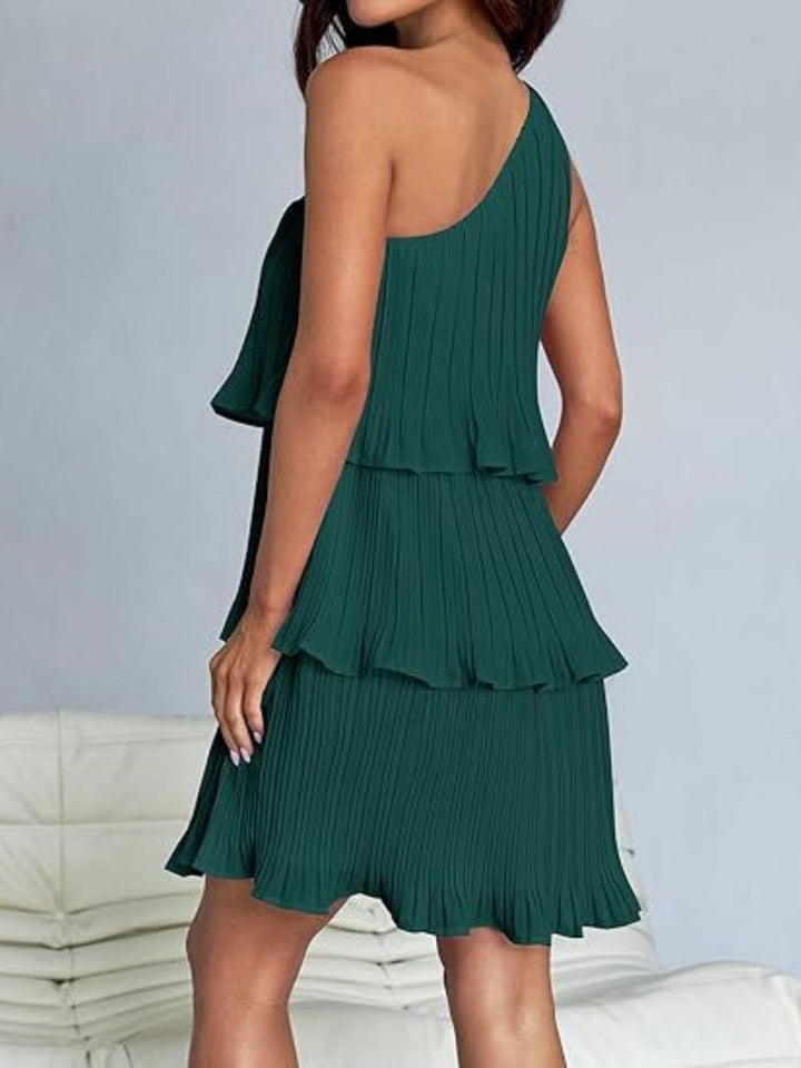 Layered Single Shoulder Mini Dress | Trendsi