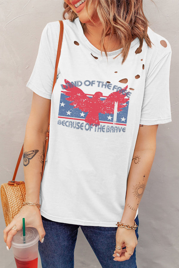 Cutout Graphic Round Neck Short Sleeve T-Shirt | Trendsi