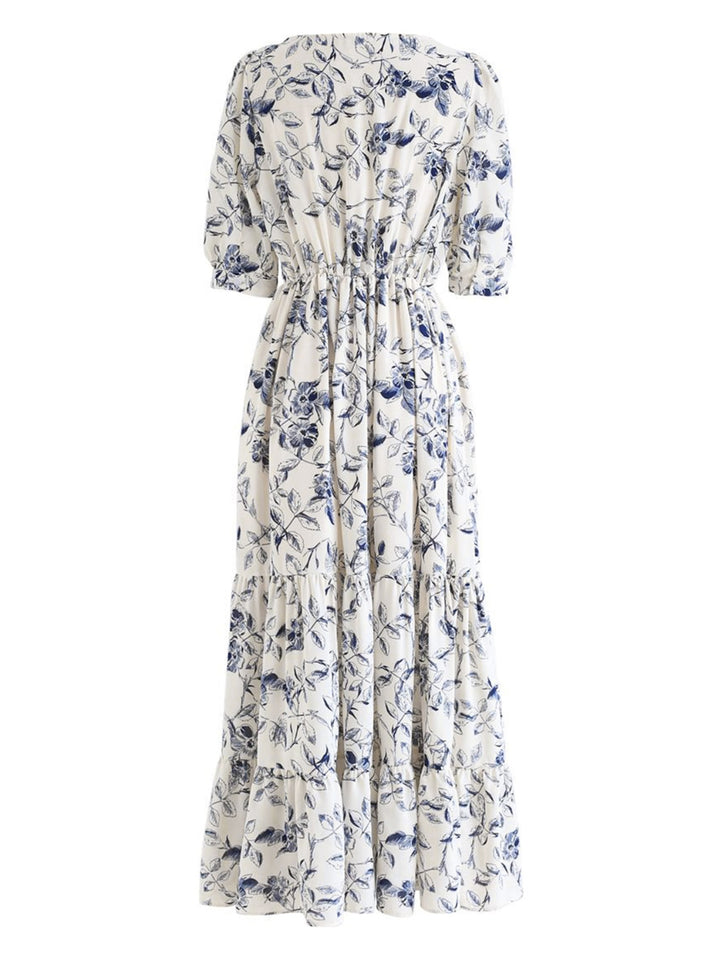 Ruched Tiered Floral Half Sleeve Dress | Trendsi