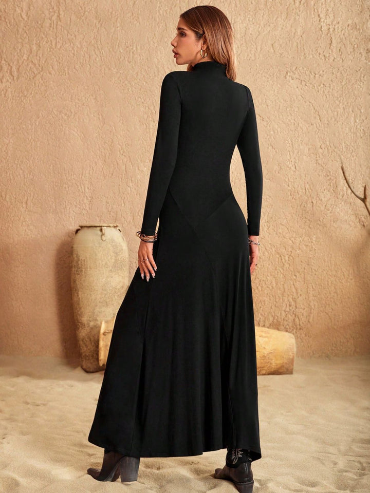 Turtleneck Long Sleeve Maxi Dress | Trendsi