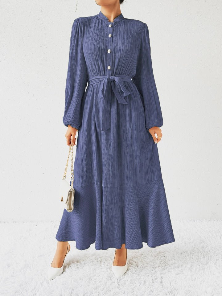 Tie Waist Long Sleeve Dress | Trendsi