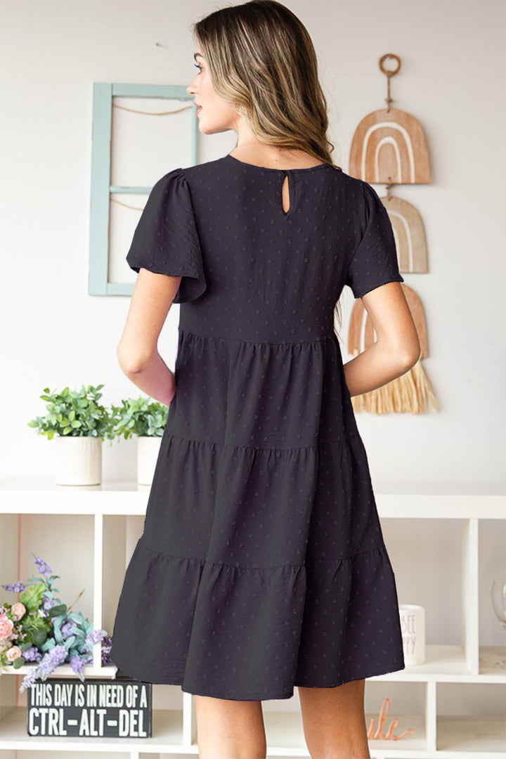 Heimish Swiss Dot Short Sleeve Tiered Dress | Trendsi