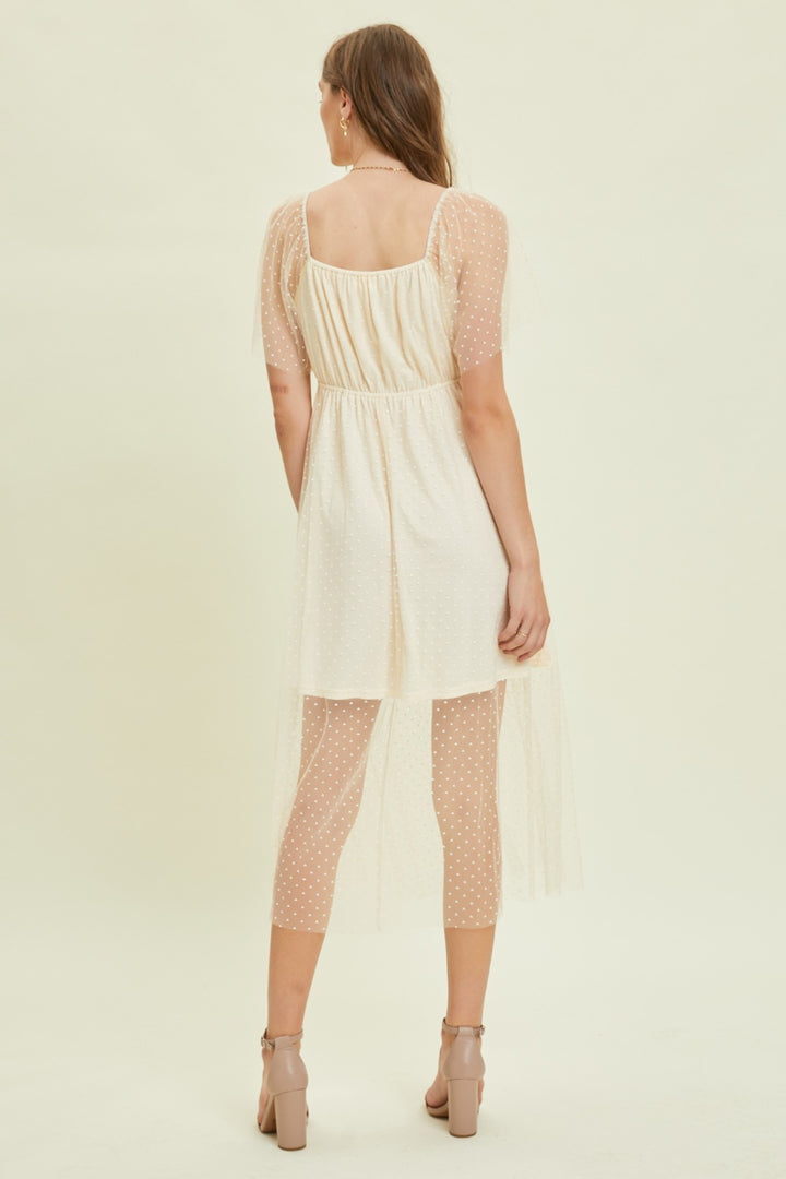 HEYSON  Heart Mesh Flare Sleeve Midi Dress | Trendsi