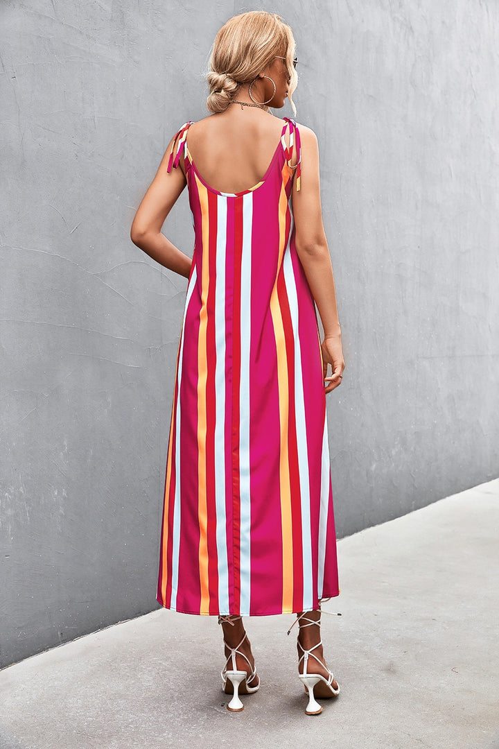 Striped Scoop Neck Cami Dress | Trendsi