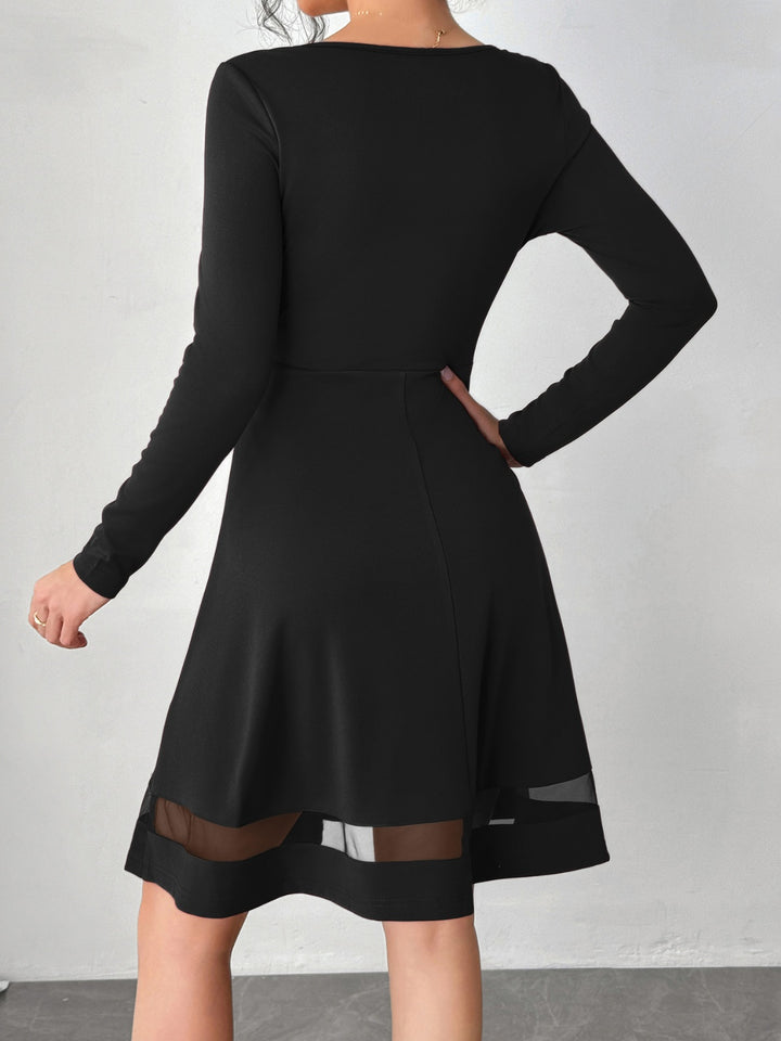 Square Neck Long Sleeve Mini Dress | Trendsi