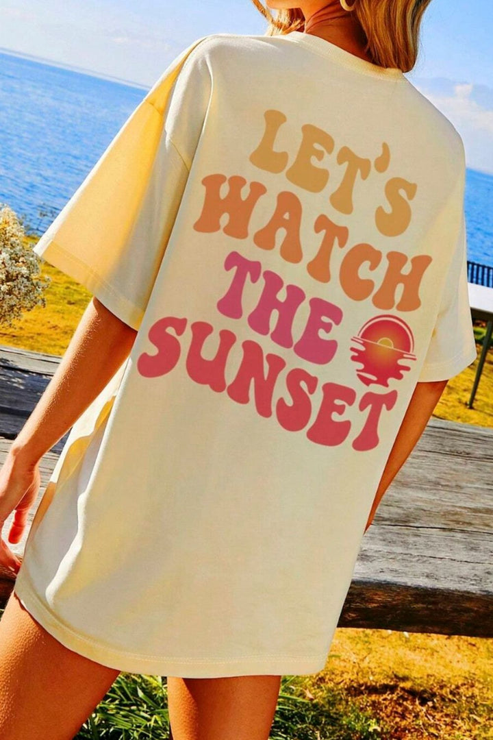 LET'S WATCH THE SUNSET Round Neck T-Shirt | Trendsi