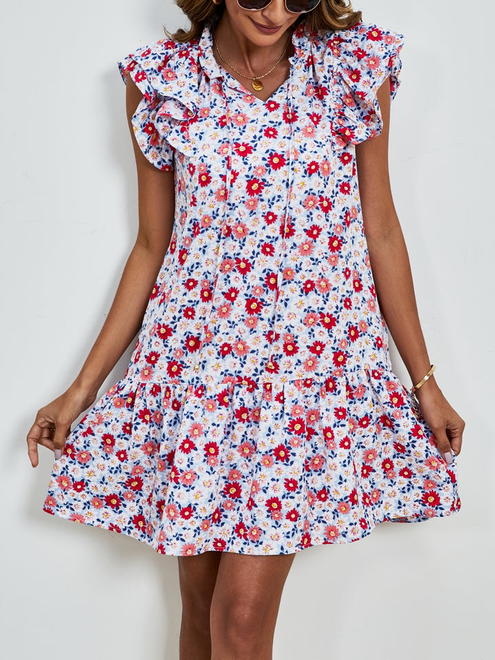 Tied Floral Cap Sleeve Mini Dress | Trendsi