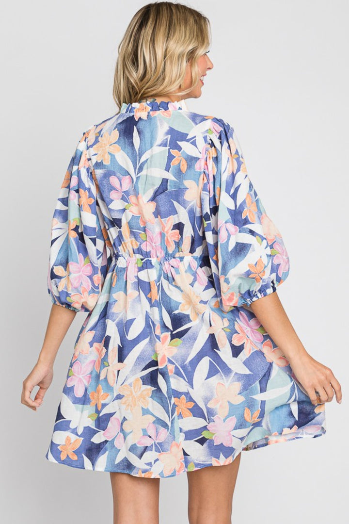 GeeGee Floral Print Mini Dress | Trendsi