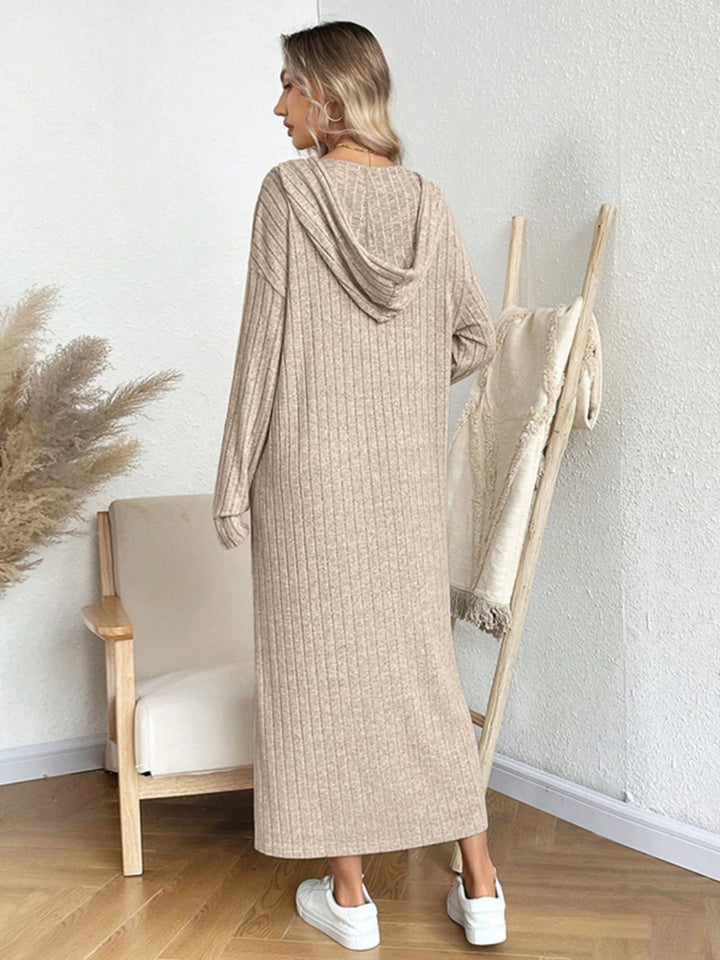 Drawstring Long Sleeve Hooded Dress | Trendsi