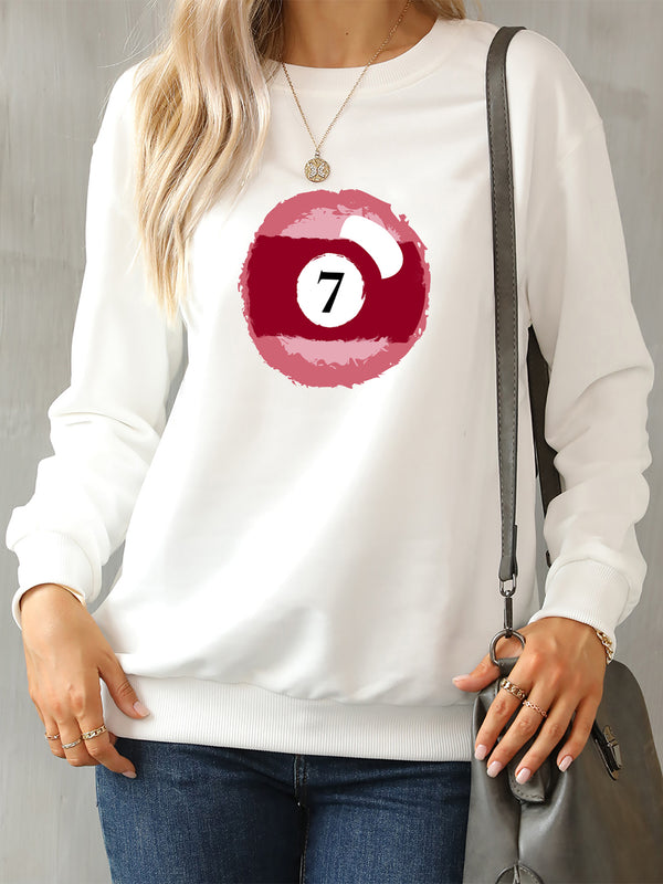 Billiard Graphic Round Neck Sweatshirt | Trendsi
