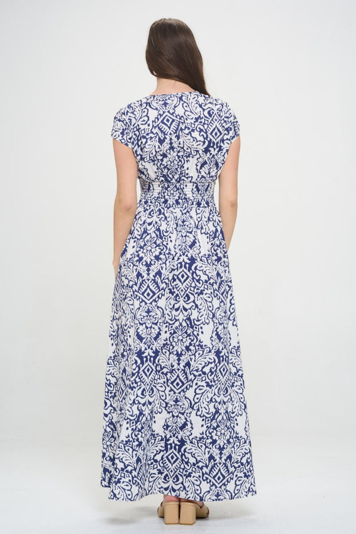 RENEE C Printed Smocked Waist Maxi Dress | Trendsi