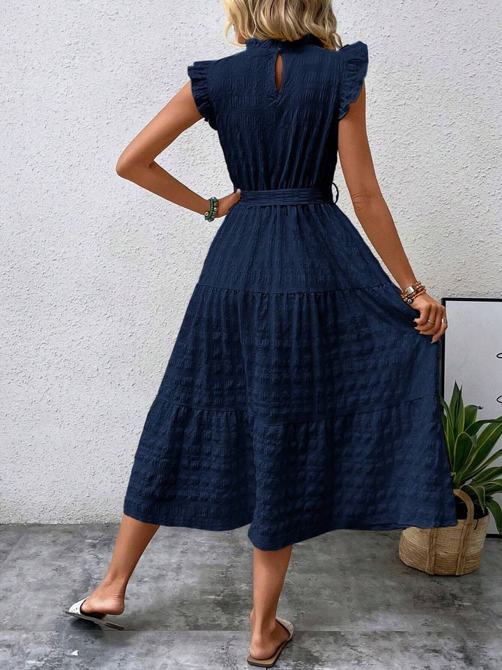 Tied Ruffled Cap Sleeve Midi Dress | Trendsi