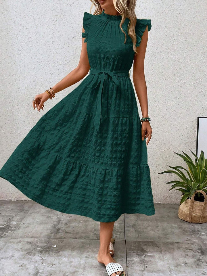 Tied Ruffled Cap Sleeve Midi Dress | Trendsi