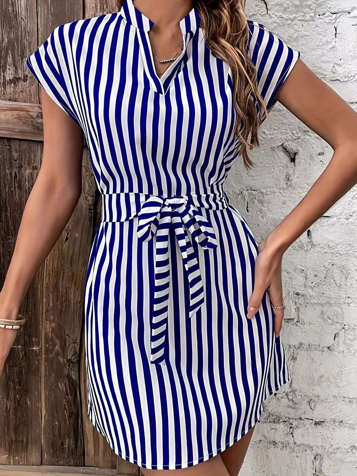 Tied Striped Cap Sleeve Mini Dress | Trendsi