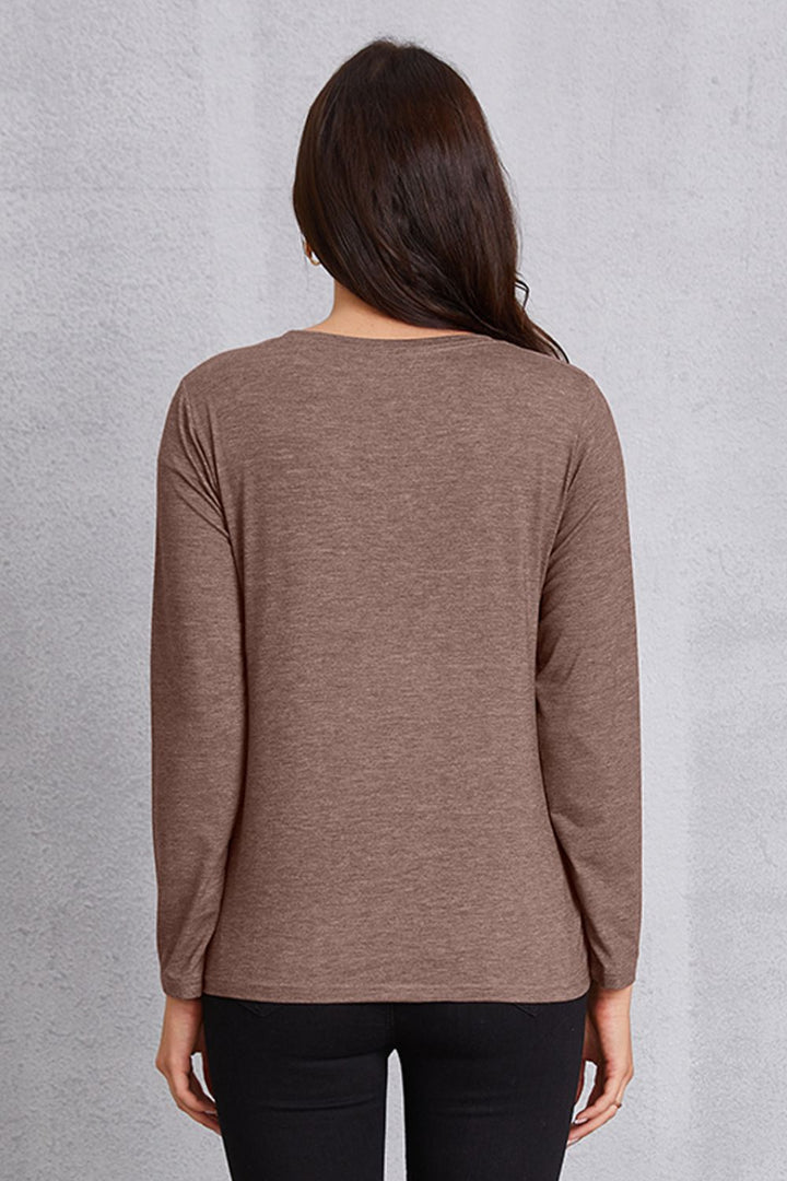 Coffee Graphic Round Neck Long Sleeve T-Shirt | Trendsi