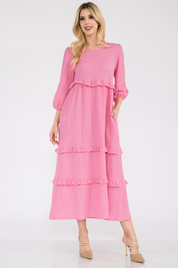 Celeste Full Size Tiered-Ruffle Midi Dress | Trendsi
