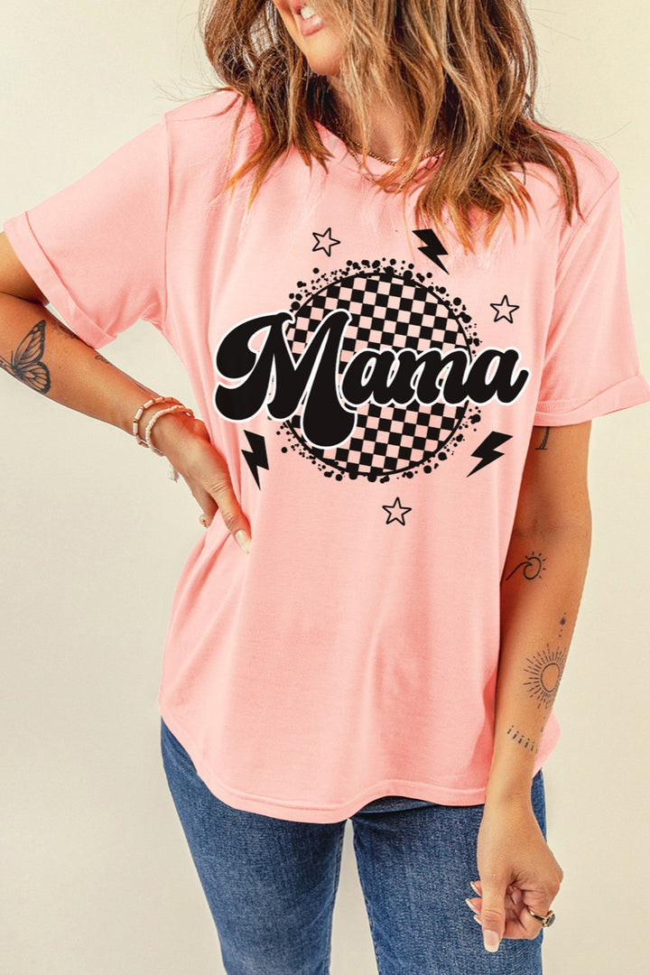 MAMA Round Neck Short Sleeve T-Shirt | Trendsi