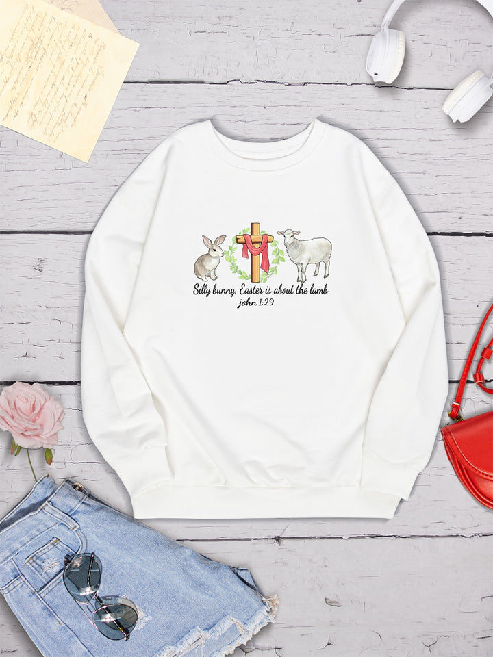 EASTER Graphic Round Neck Sweatshirt | Trendsi