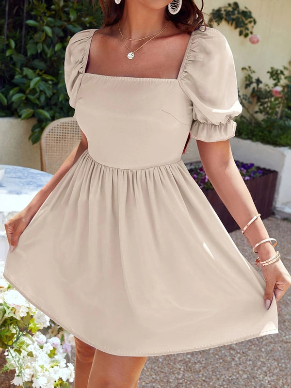 Square Neck Flounce Sleeve Mini Dress | Trendsi