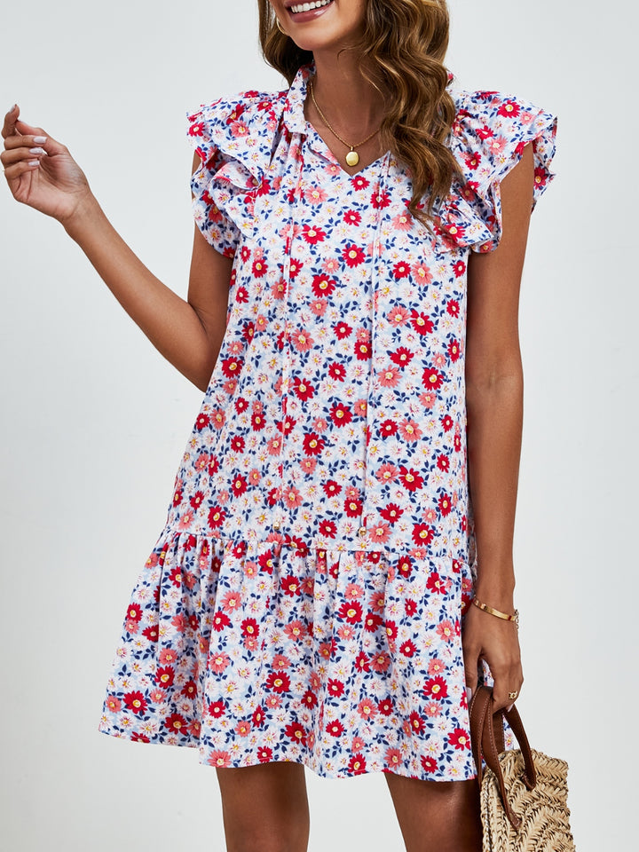 Tied Floral Cap Sleeve Mini Dress | Trendsi