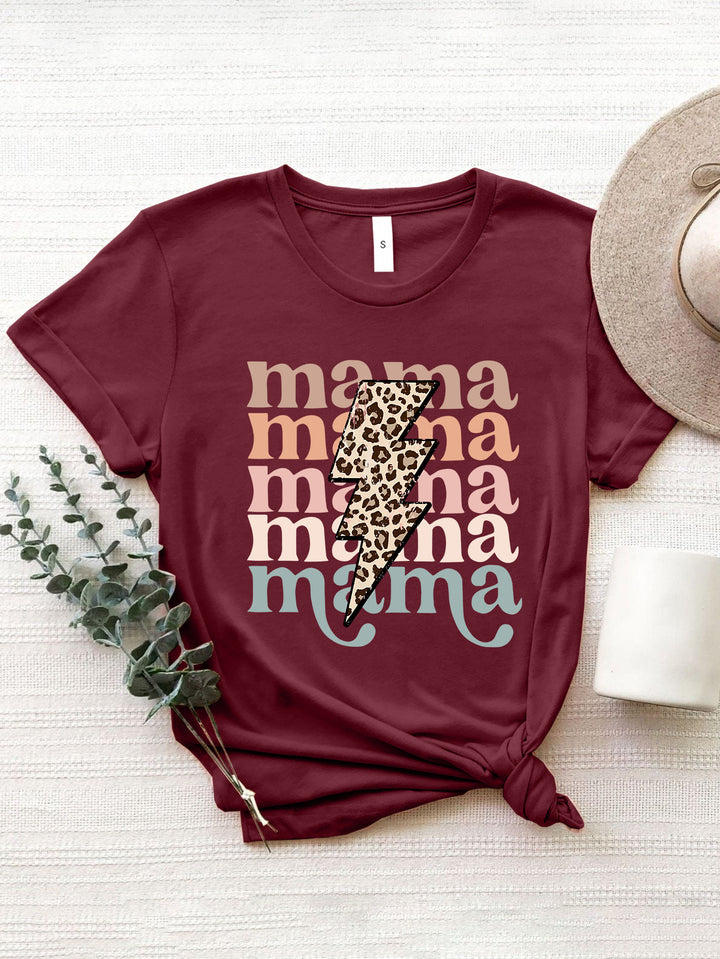 MAMA Round Neck Short Sleeve T-Shirt | Trendsi