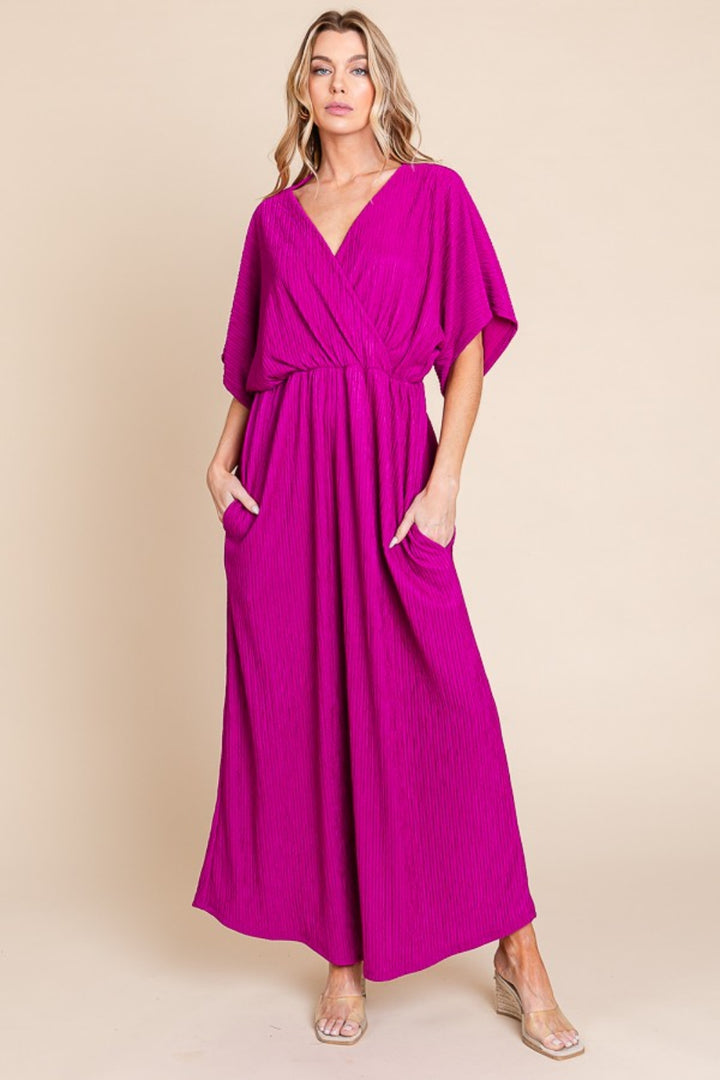 BOMBOM Surplice Maxi Dress with Pockets | Trendsi