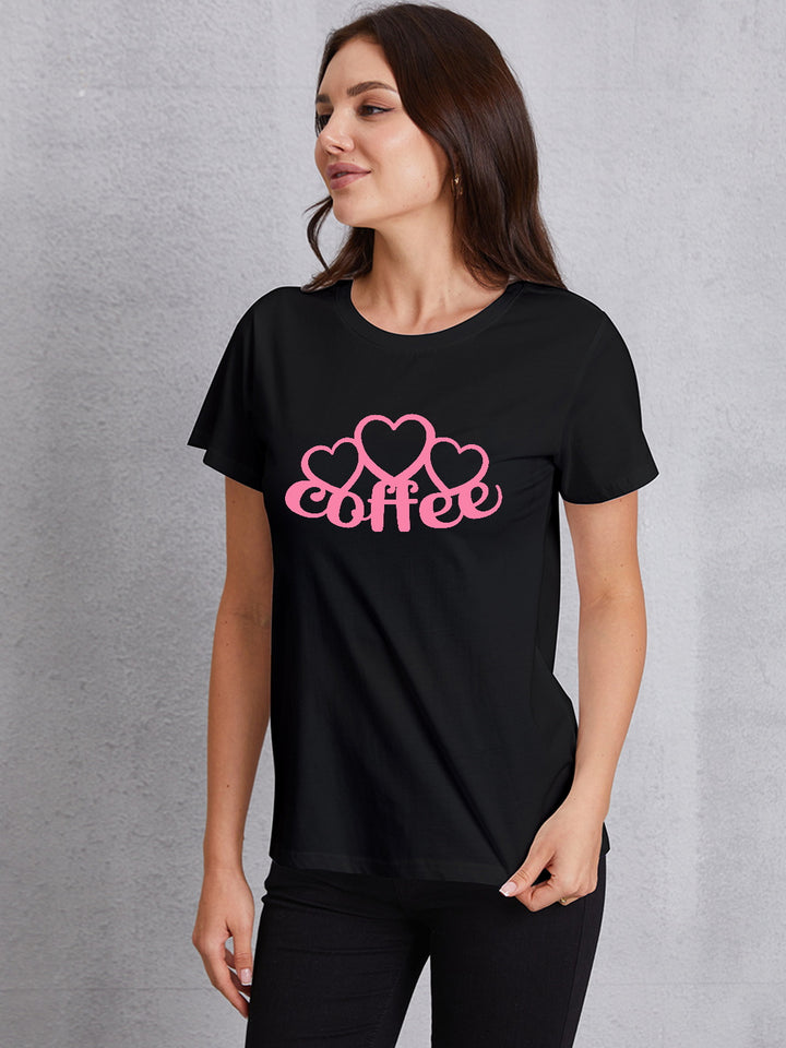 COFFEE Round Neck Short Sleeve T-Shirt | Trendsi