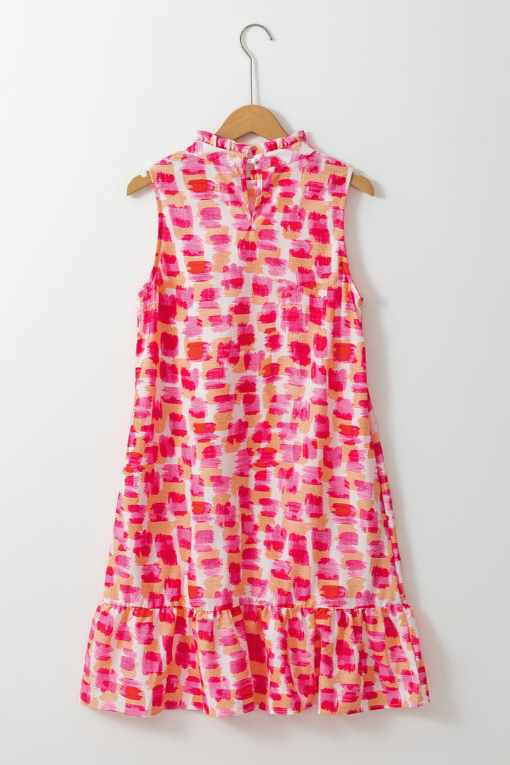 Printed Mock Neck Sleeveless Dress | Trendsi