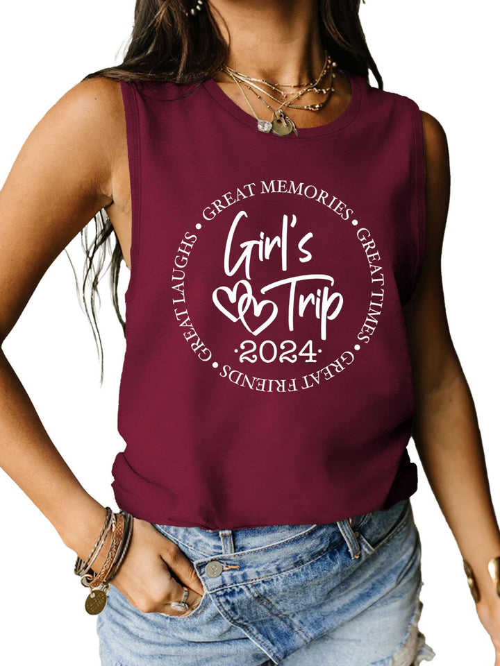 Letter Graphic Round Neck Tank | Trendsi