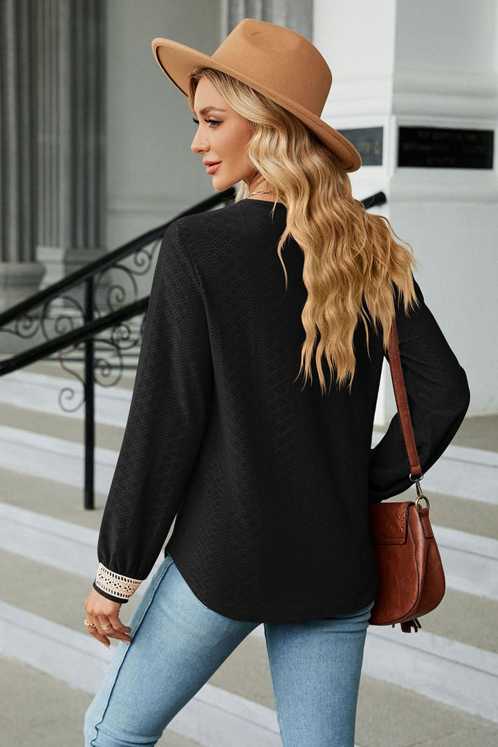 V-Neck Long Sleeve Blouse | Trendsi