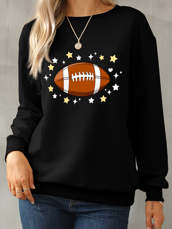 Football Graphic Round Neck Sweatshirt | Trendsi