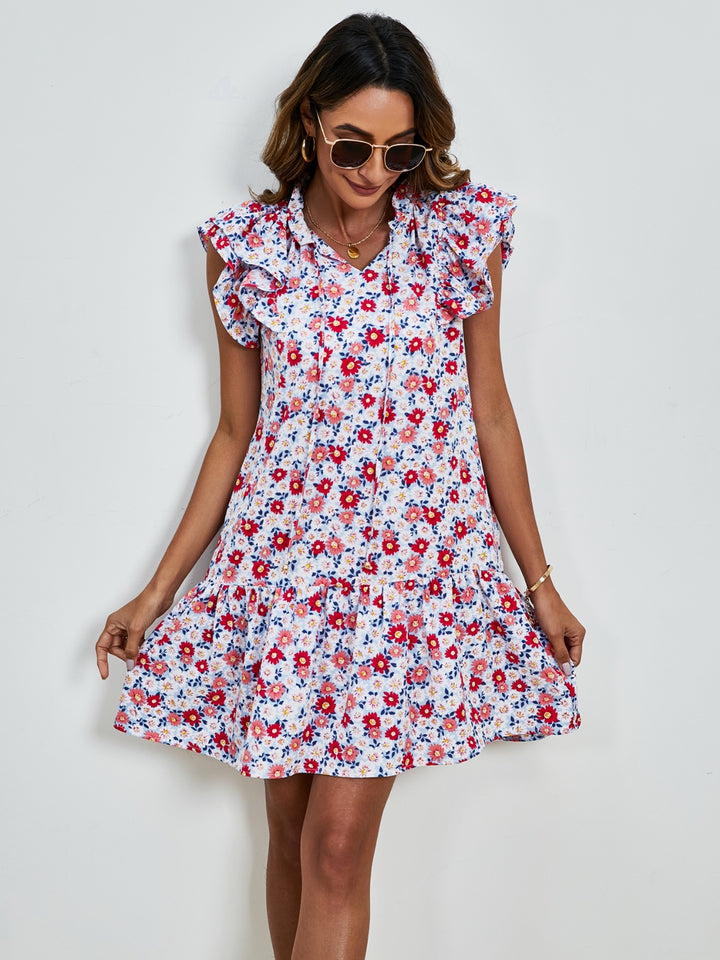 Tied Floral Cap Sleeve Mini Dress | Trendsi