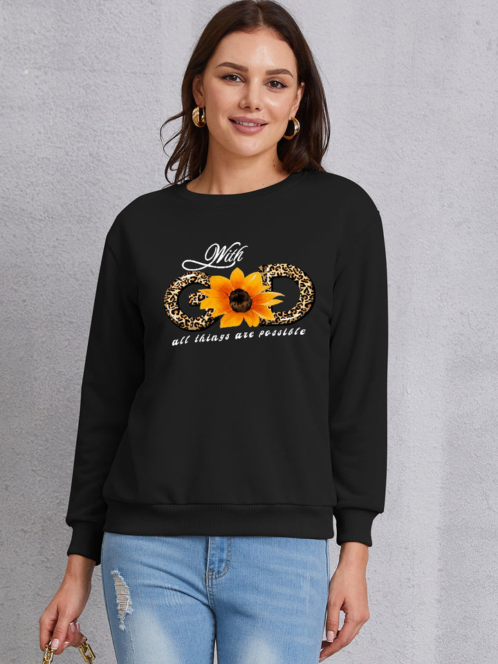 Sunflower Round Neck Dropped Shoulder Sweatshirt | Trendsi