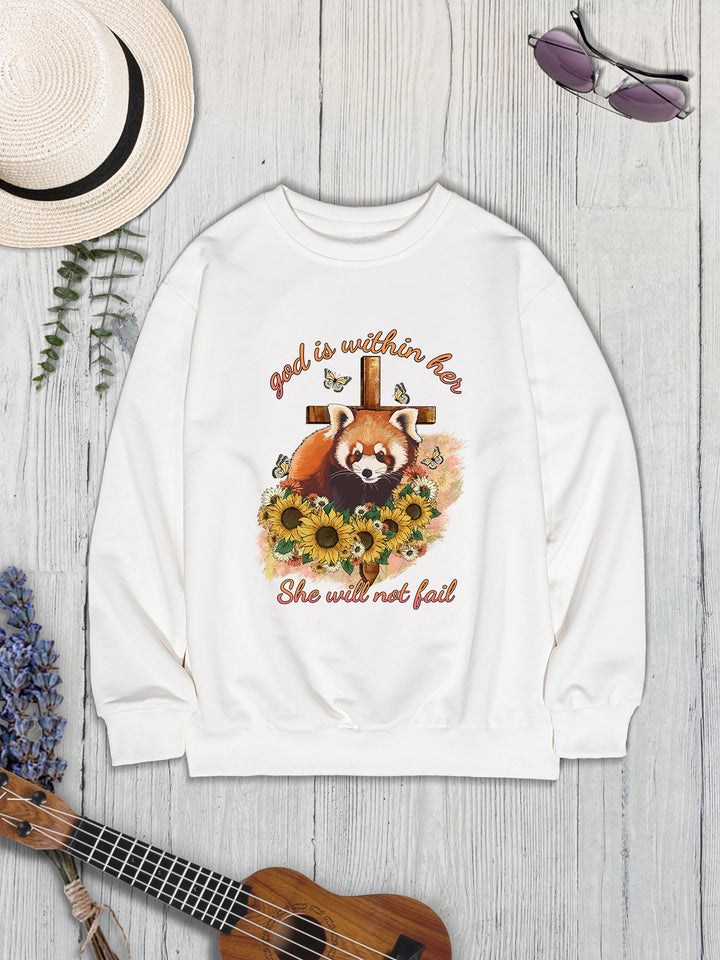 Graphic Round Neck Long Sleeve Sweatshirt | Trendsi