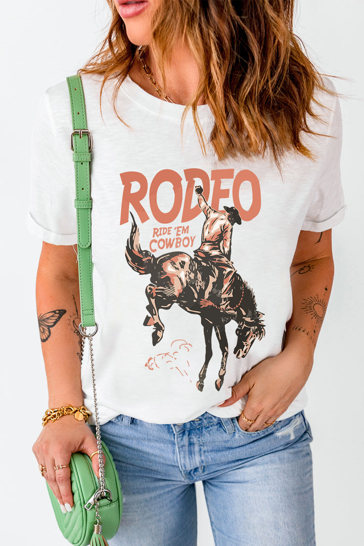 Cowboy Graphic Round Neck Short Sleeve T-Shirt | Trendsi