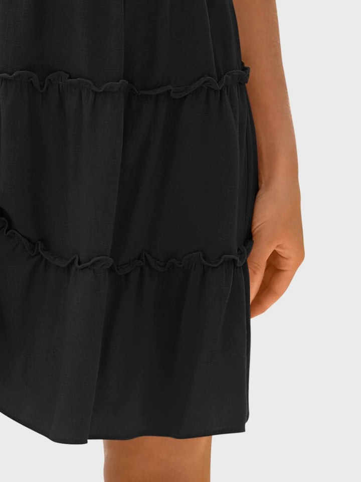 Frill V-Neck Tie Shoulder Mini Dress | Trendsi