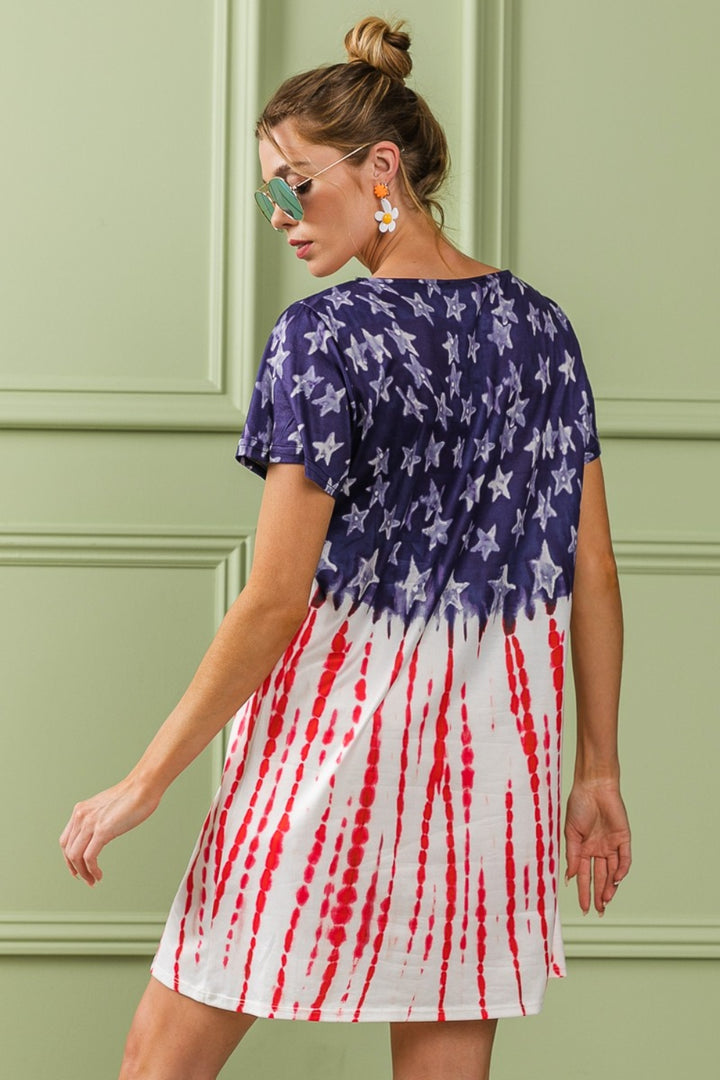 BiBi American Flag Theme Tee Dress | Trendsi