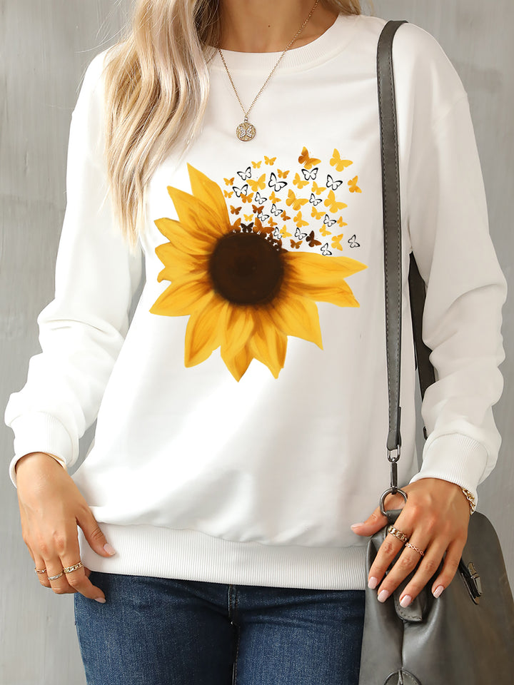 Sunflower Round Neck Dropped Shoulder Sweatshirt | Trendsi