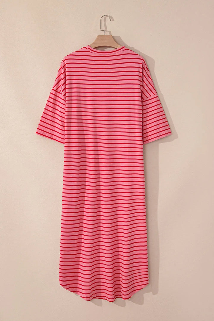 Pocketed Striped Half Sleeve Tee Dress | Trendsi