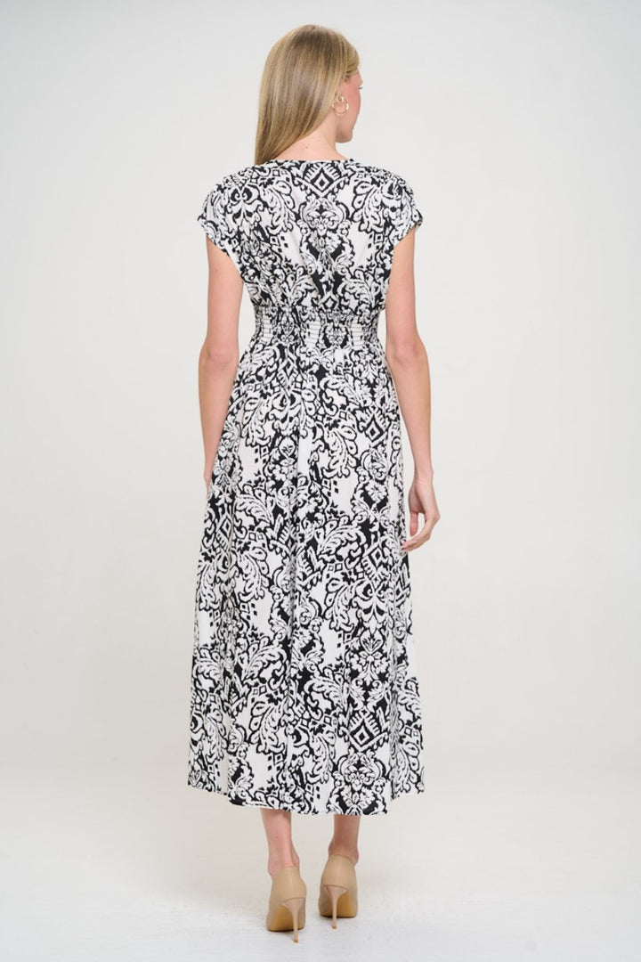 RENEE C Printed Smocked Waist Maxi Dress | Trendsi