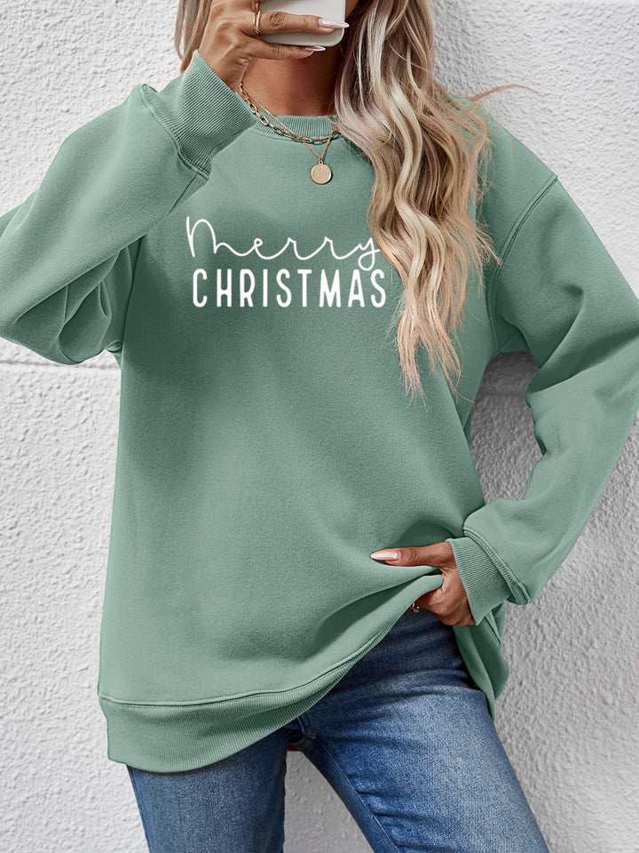 MERRY CHRISTMAS Dropped Shoulder Sweatshirt | Trendsi